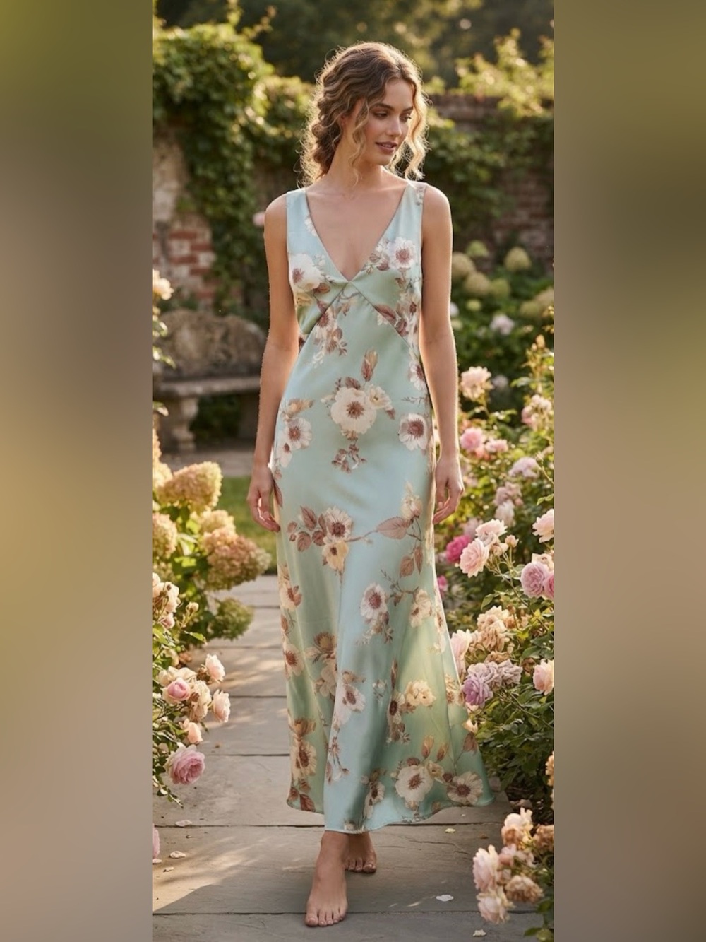 A New Day Light Blue Floral Satin Midi Dress Size Small Cottagecore